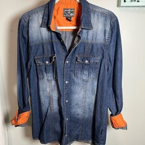 WearFirst Denim Shirt with Orange Details